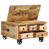 Coffee Table Rough Mango Wood 70x70x40 cm - 45-Degree Angle