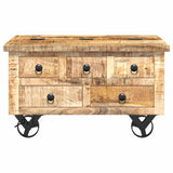 Coffee Table Rough Mango Wood 70x70x40 cm - Rear View