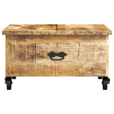Coffee Table Rough Mango Wood 70x70x40 cm - Close-Up Angle
