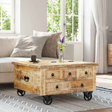 Coffee Table Rough Mango Wood 70x70x40 cm