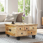 Coffee Table Rough Mango Wood 70x70x40 cm