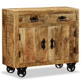 Sideboard With 2 Drawers And 1 Cabinet Rough Mango Wood - Front View