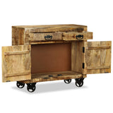 Sideboard With 2 Drawers And 1 Cabinet Rough Mango Wood - Rear View