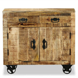 Sideboard With 2 Drawers And 1 Cabinet Rough Mango Wood - Close-Up Angle