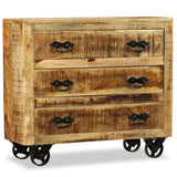 Sideboard with 3 Drawers Rough Mango Wood - Side View