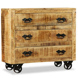 Sideboard with 3 Drawers Rough Mango Wood - Top-Down View