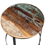 Coffee Table Set 2 Pieces Solid Reclaimed Wood Round 40/50cm - Rear View