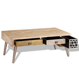 Coffee Table with Drawers Solid Mango Wood 105x55x41 cm - Rear View