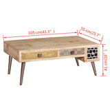 Coffee Table with Drawers Solid Mango Wood 105x55x41 cm
