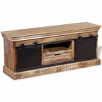 TV Cabinet with 2 Sliding Doors Solid Mango Wood 110x30x45 cm