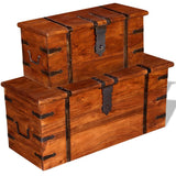 Two Piece Storage Chest Set Solid Wood - Front View