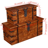 Two Piece Storage Chest Set Solid Wood - Low Angle