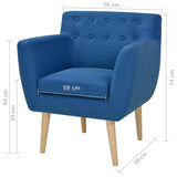 Armchair Blue Fabric - 45-Degree Angle