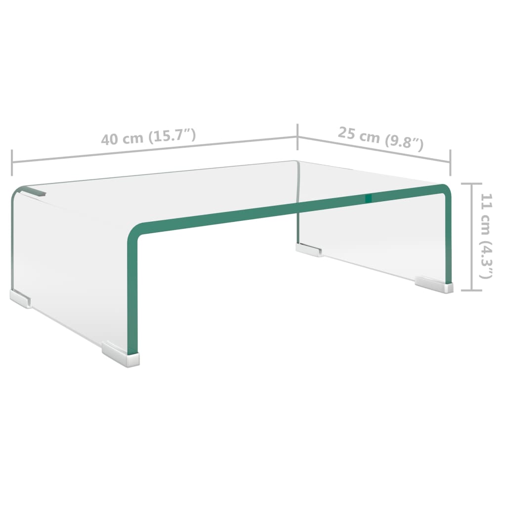 TV Stand/Monitor Riser Glass Clear 40x25x11 cm