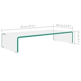 TV Stand/Monitor Riser Glass Clear 70x30x13 cm