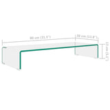 TV Stand/Monitor Riser Glass Clear 80x30x13 cm - Rear View