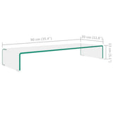 TV Stand/Monitor Riser Glass Clear 90x30x13 cm