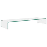 TV Stand/Monitor Riser Glass Clear 100x30x13 cm - Front View