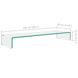 TV Stand/Monitor Riser Glass Clear 100x30x13 cm - Rear View