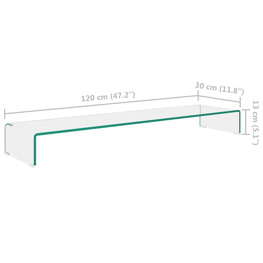 TV Stand/Monitor Riser Glass Clear 120x30x13 cm