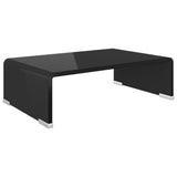 TV Stand/Monitor Riser Glass Black 40x25x11 cm - Front View