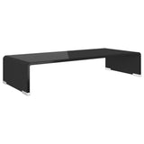 TV Stand/Monitor Riser Glass Black 60x25x11 cm - Front View