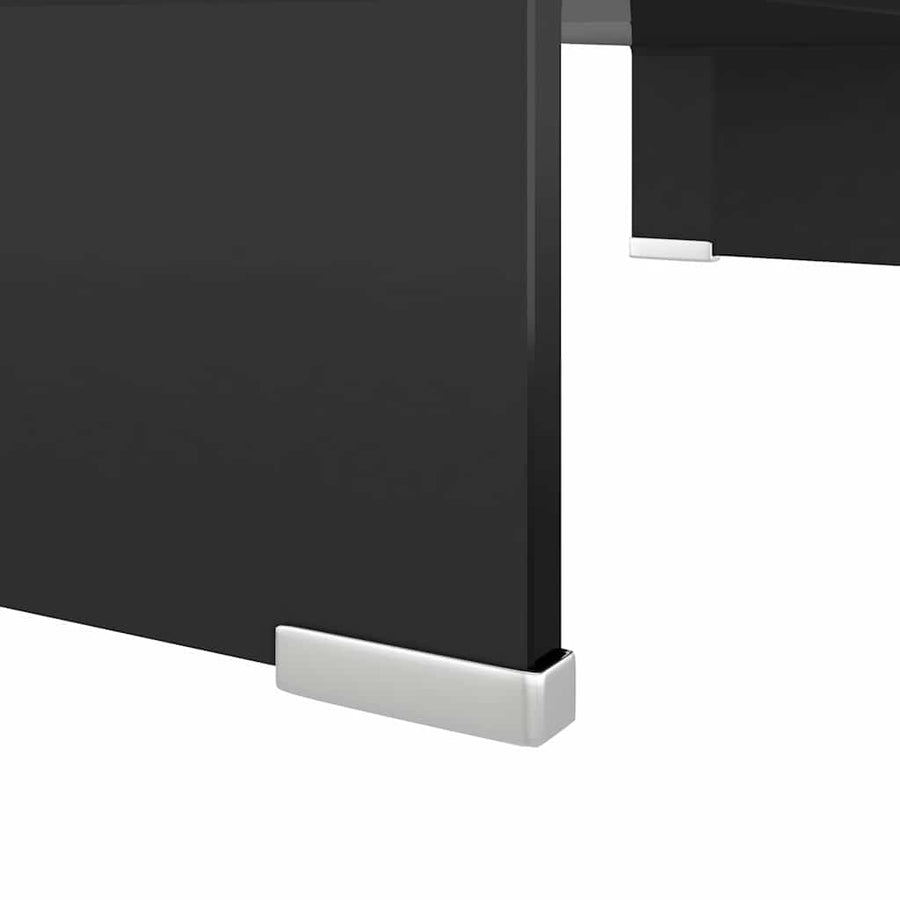 TV Stand/Monitor Riser Glass Black 60x25x11 cm