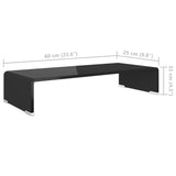 TV Stand/Monitor Riser Glass Black 60x25x11 cm - Rear View
