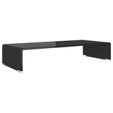 TV Stand/Monitor Riser Glass Black 70x30x13 cm - Front View