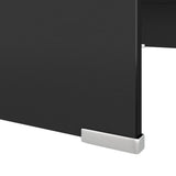 TV Stand/Monitor Riser Glass Black 70x30x13 cm - 45-Degree Angle