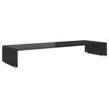 TV Stand/Monitor Riser Glass Black 90x30x13 cm - Front View
