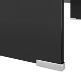 TV Stand/Monitor Riser Glass Black 90x30x13 cm - 45-Degree Angle
