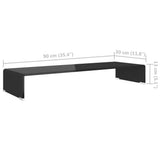 TV Stand/Monitor Riser Glass Black 90x30x13 cm - Rear View