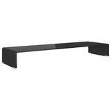 TV Stand/Monitor Riser Glass Black 100x30x13 cm - Front View