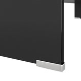 TV Stand/Monitor Riser Glass Black 100x30x13 cm - 45-Degree Angle