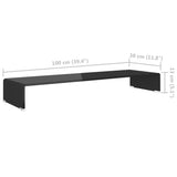 TV Stand/Monitor Riser Glass Black 100x30x13 cm - Rear View
