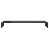 TV Stand/Monitor Riser Glass Black 110x30x13 cm - Side View
