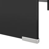 TV Stand/Monitor Riser Glass Black 110x30x13 cm - 45-Degree Angle