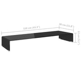 TV Stand/Monitor Riser Glass Black 110x30x13 cm - Rear View