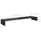 TV Stand/Monitor Riser Glass Black 120x30x13 cm - Rear View