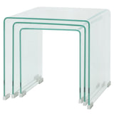 Three Piece Nesting Table Set Tempered Glass Clear