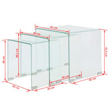 Three Piece Nesting Table Set Tempered Glass Clear - Close-Up Angle