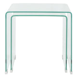 Two Piece Nesting Table Set Tempered Glass Clear - Front View