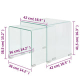 Two Piece Nesting Table Set Tempered Glass Clear