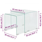 Two Piece Nesting Table Set Tempered Glass Clear