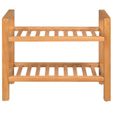 Shoe Rack with 2 Shelves 50x27x40 cm Solid Oak Wood - Front View