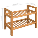 Shoe Rack with 2 Shelves 50x27x40 cm Solid Oak Wood - 45-Degree Angle