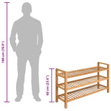 Shoe Rack with 3 Shelves 100x27x60 cm Solid Oak Wood