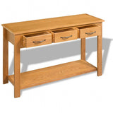 Console Table 118x35x77 cm Solid Oak Wood - Side View