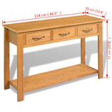 Console Table 118x35x77 cm Solid Oak Wood - 45-Degree Angle